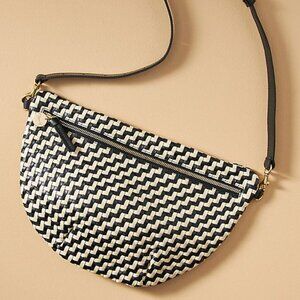 CLARE V Grande Fanny Zig Zag Woven Leather Bag